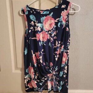 Floral Knotted Tank Top